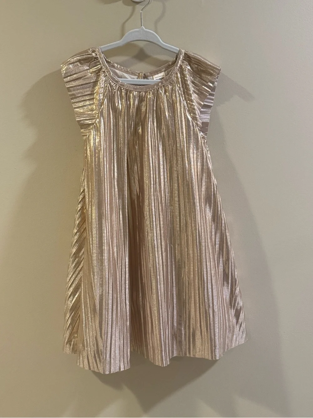 OshKosh B'gosh Metallic Gold Pleated Girls Dress